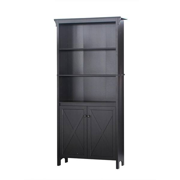 SAINT BIRCH Hawksbury 72 in. Espresso Wood 3-Shelf Standard Bookcase