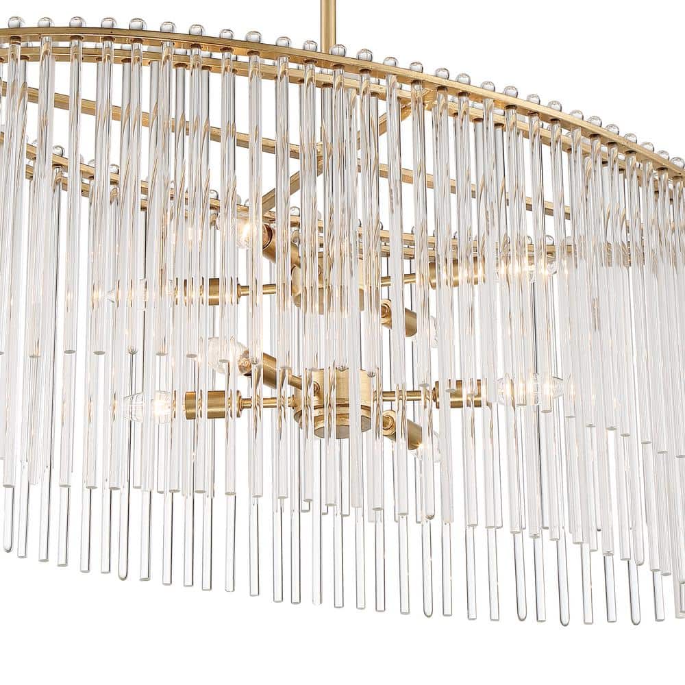 Antique Gold and Clear Glass 8-Light Candle Chandelier