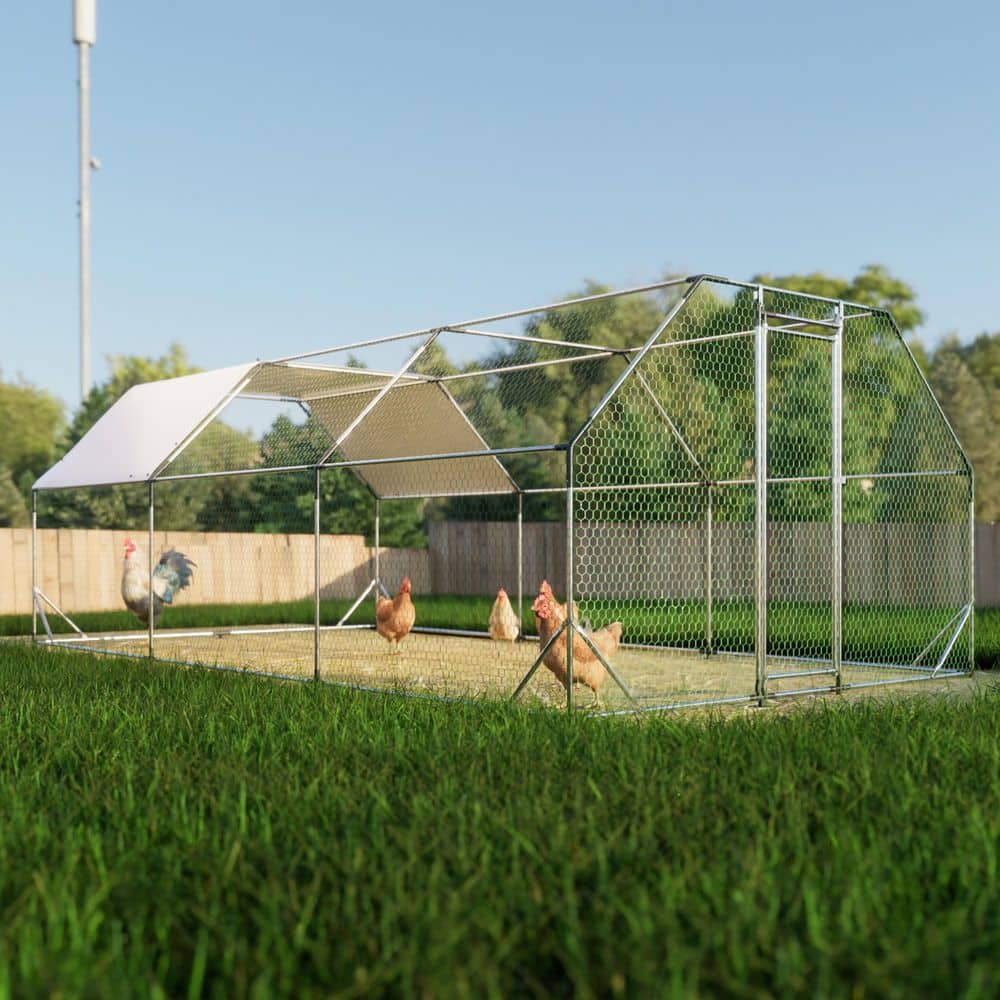 6.4 ft. x 19.2 ft. x 10 ft. Large Steel Chicken Coop Poultry Cage with Waterproof and UV Protection Cover price history on PriceWatchPro