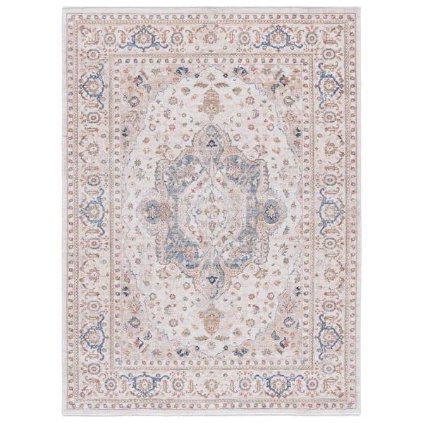 Ellwood 9 ft. x 12 ft. Ivory/Blue Ornate Medallion Area Rug