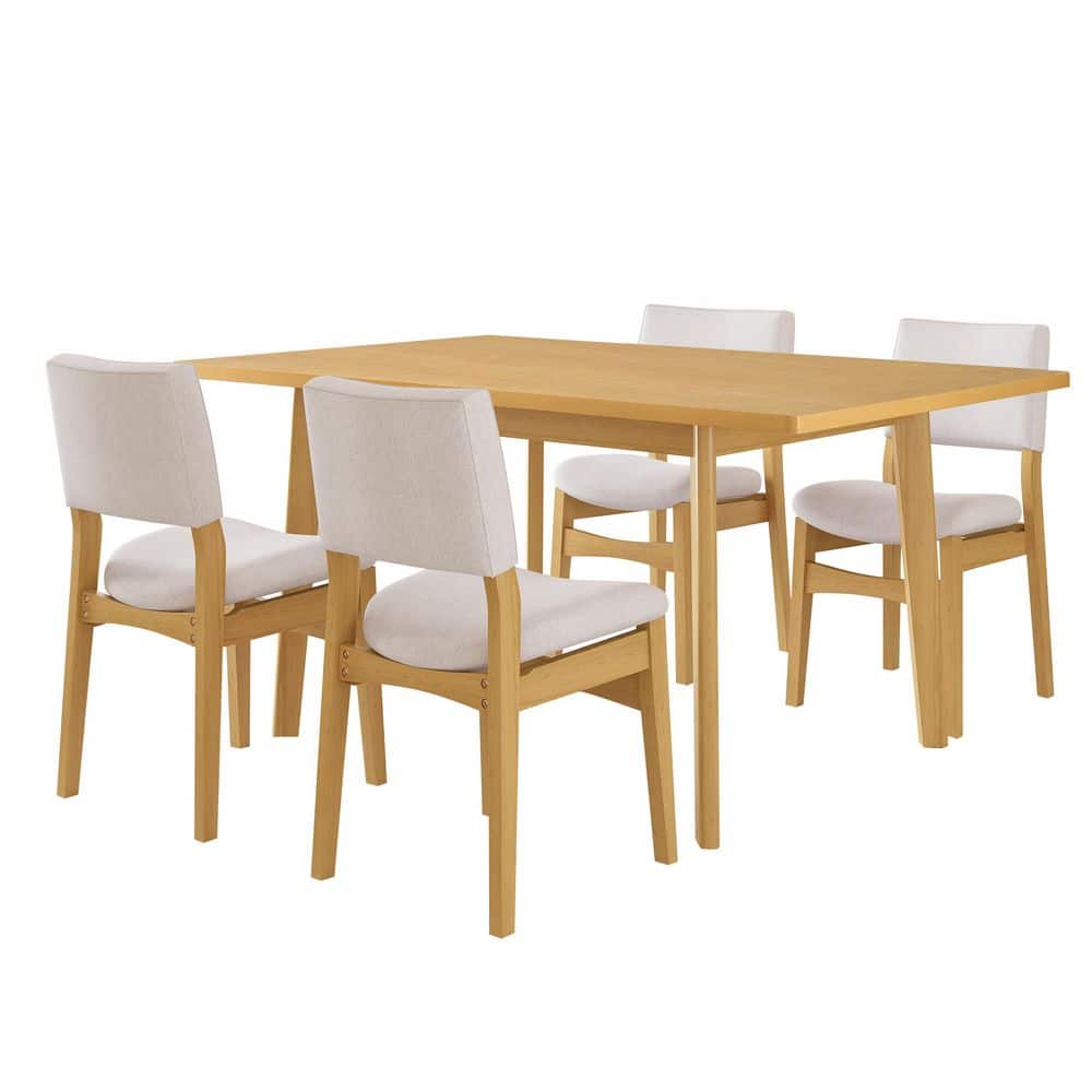 Natural 5-Piece Rectangular MDF Top Dining Table Set Seats 4