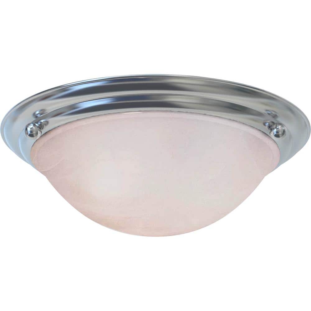 Lunar Alabaster Glass 15.5" Flush Mount in Brushed Nickel