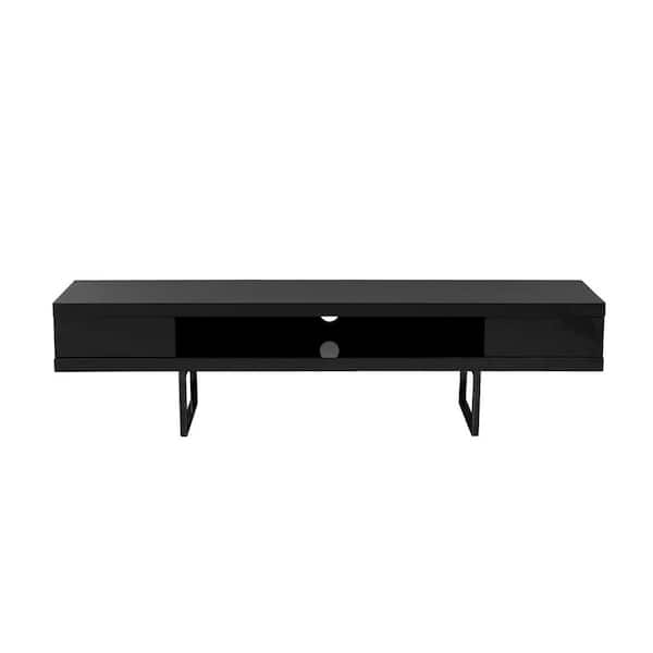 HomeRoots Black TV Stand Fits TV's up to 70 in. with Drawers and Shelves