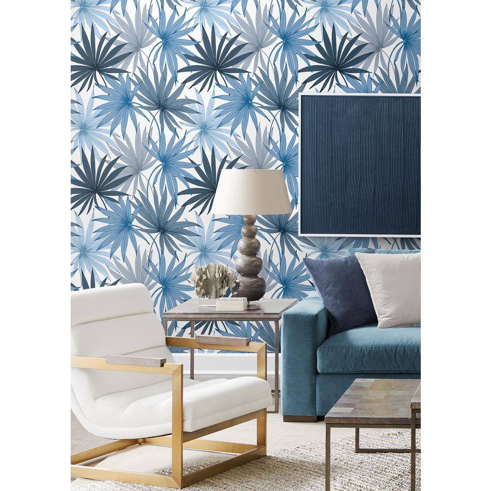 Blue Seas Tropical Palm Toss Peel and Stick Vinyl Wallpaper
