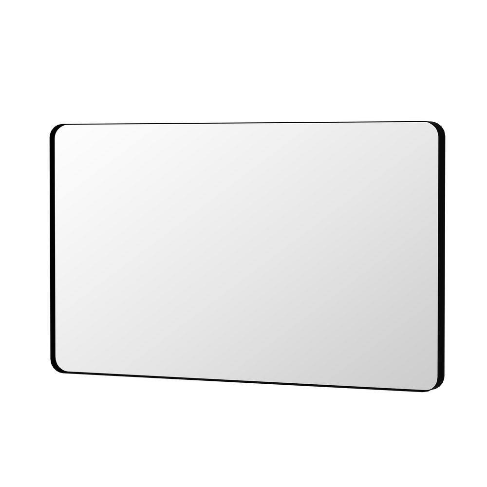 59 in. W x 36 in. H Rectangular Rounded Corner Aluminum Framed Wall Mounted Bathroom Vanity Mirror in Black price history on PriceWatchPro