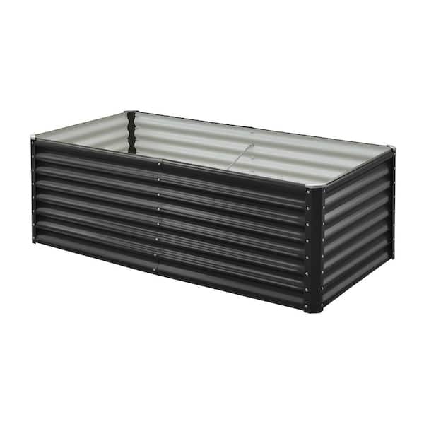 6 x 3 x 2 ft Dark Gray Metal Raised Garden Bed - Open Bottom Design for Growing Vegetables, Flowers, Herbs