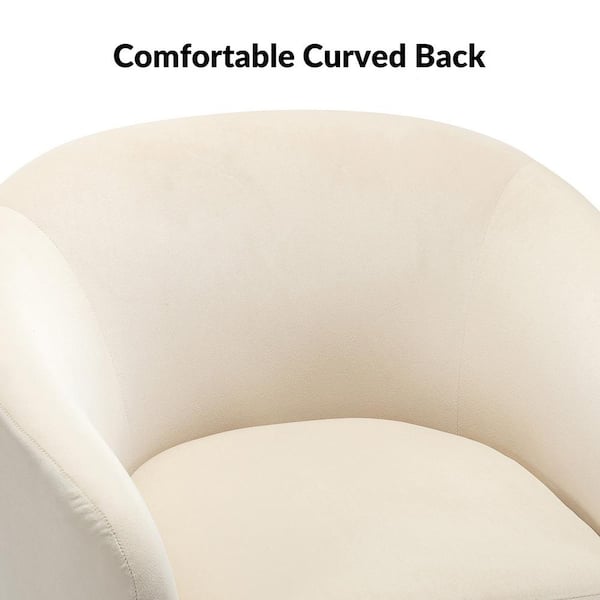 JAYDEN CREATION Estefan Tan Comfy Velvet Swivel Barrel Chair