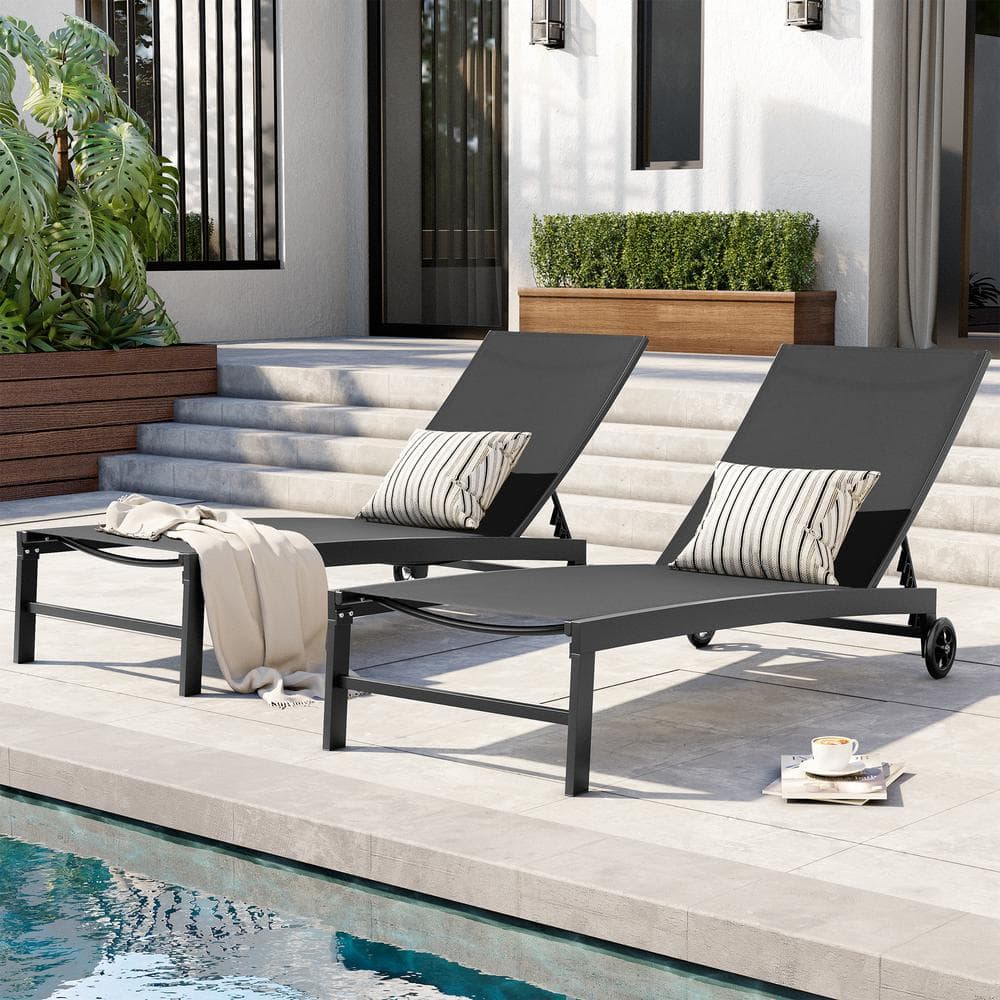 Crestlive Products 2-Piece Metal Adjustable Outdoor Chaise Lounge With ...