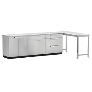 Stainless Steel 5-Piece 120 in. W x 36.5 in. H x 24 in. D Outdoor Kitchen Cabinet Set