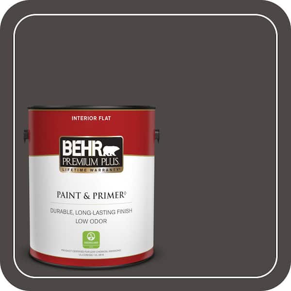 BEHR PREMIUM PLUS 1 gal. Home Decorators Collection #HDC-CL-14A Warm Onyx Flat Low Odor Interior Paint & Primer