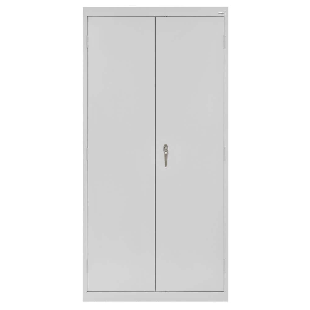 Dove Gray Steel Lockable Storage Cabinet with Adjustable Shelving