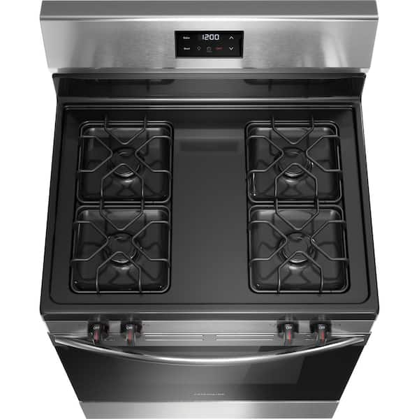 Frigidaire - 30 in. 4-Burner Freestanding Gas Range in Stainless Steel with Even Baking Technology