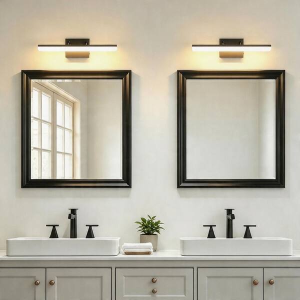 2-Light Brushed Nickel Bathroom Vanity Light – 12” Modern Fixture With Thickened Glass Shades For Over Mirror