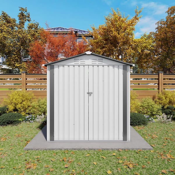 6 ft. x 3.5 ft. Metal Outdoor Tool Storage Shed, 21 sq. ft. Coverage, Lockable Door, Suitable for Gardens, Lawns, White