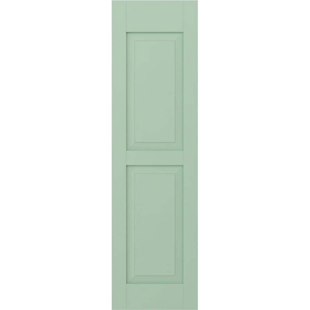12 in. W x 36 in. H Americraft 2-Equal Raised Panel Exterior Real Wood Shutters Pair in Seaglass price history on PriceWatchPro
