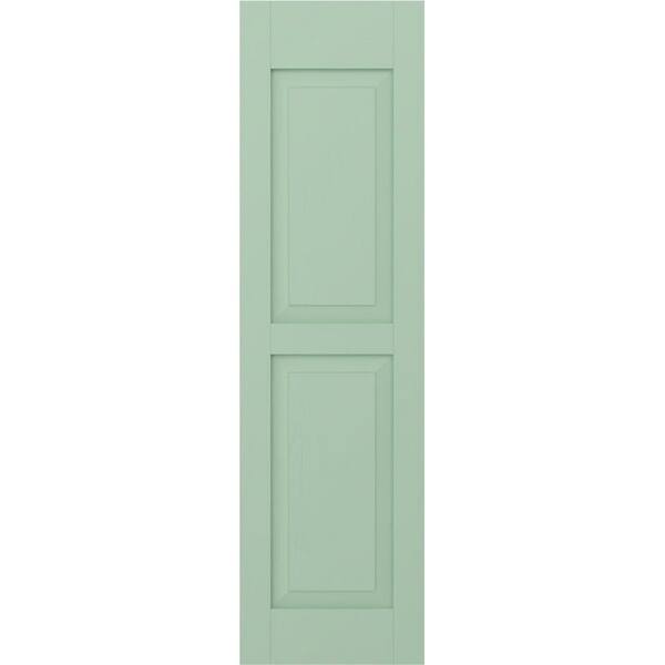 Ekena Millwork 15 in. W x 67 in. H Americraft 2-Equal Raised Panel Exterior Real Wood Shutters Pair in Seaglass