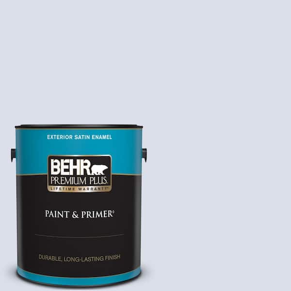 BEHR PREMIUM PLUS 1 gal. #620C-1 Winter Ice Satin Enamel Exterior Paint & Primer