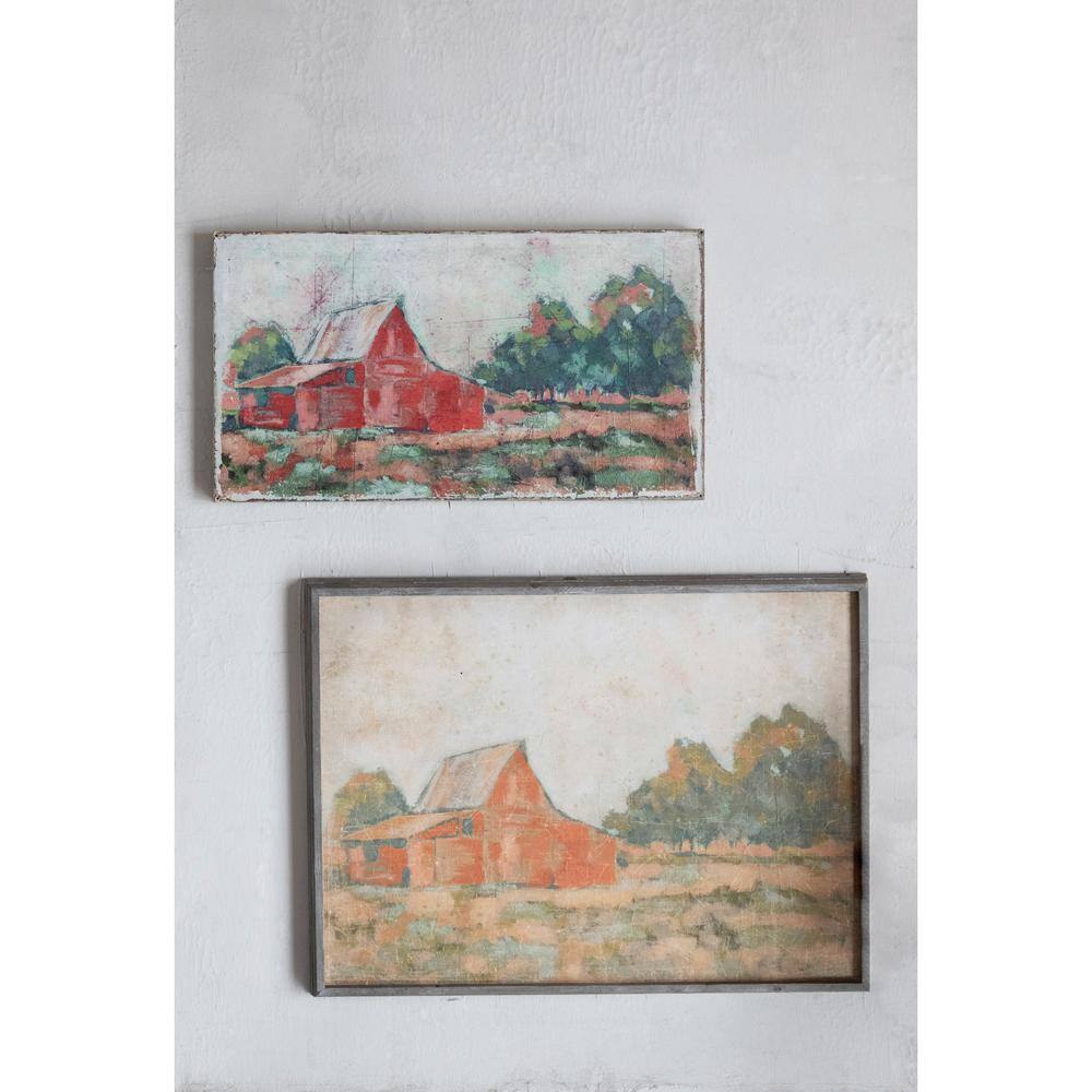 Rustic Multicolor Barn Canvas Wall Art with Hemlock Frame