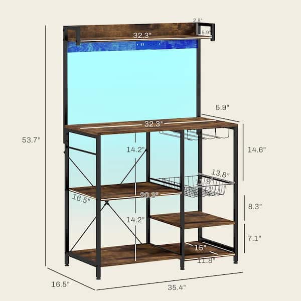 ANTFURN Rustic Brown Kitchen Cart with Shelf;Spice Rack