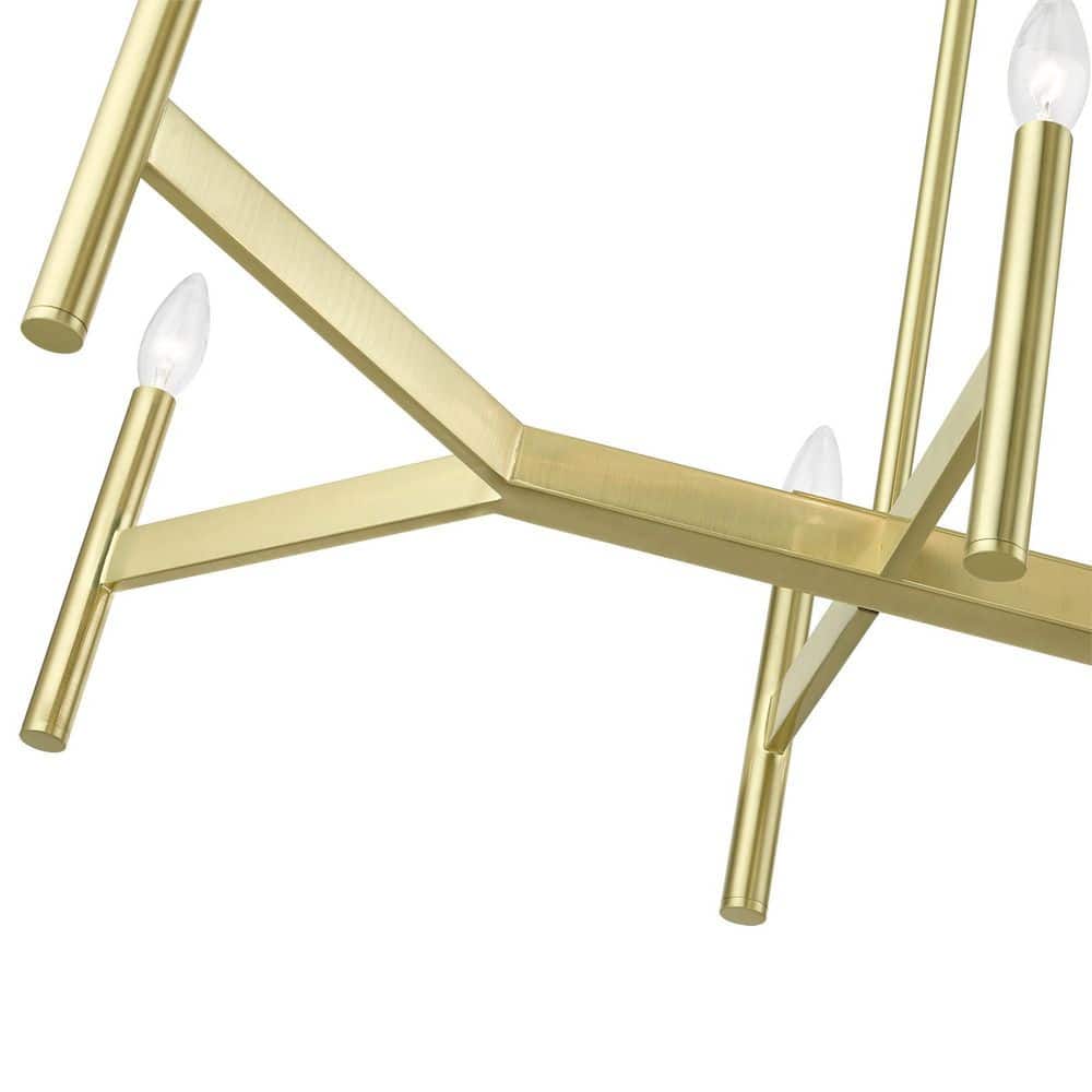 Copenhagen 8-Light Satin Brass Mid-Century Modern Linear Chandelier