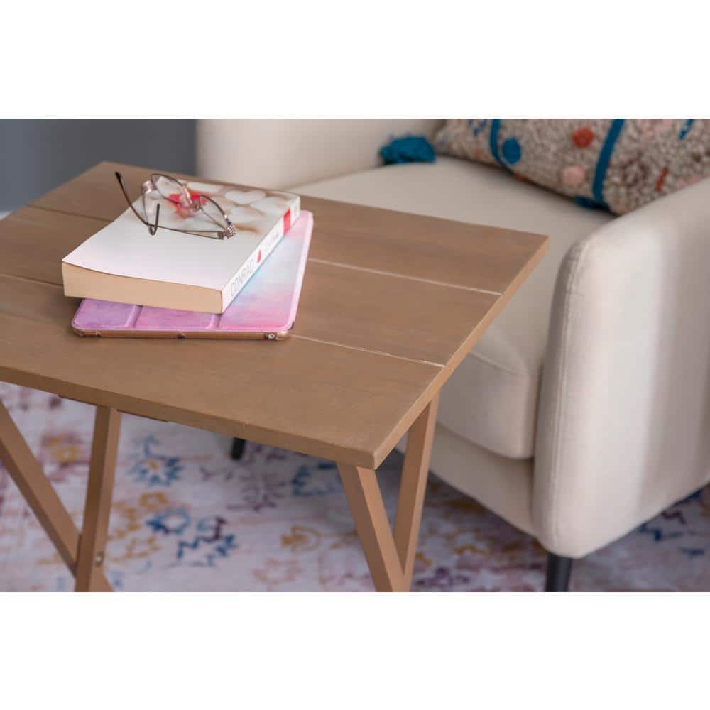 Elegant Gray Acacia 4-Piece Tray Table Set with Stand