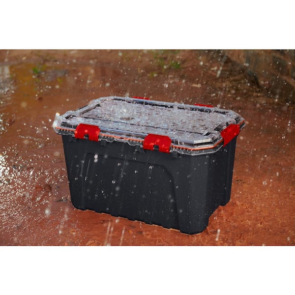 20-Gal. Professional Duty Waterproof Storage Container with Hinged Lid in  Black