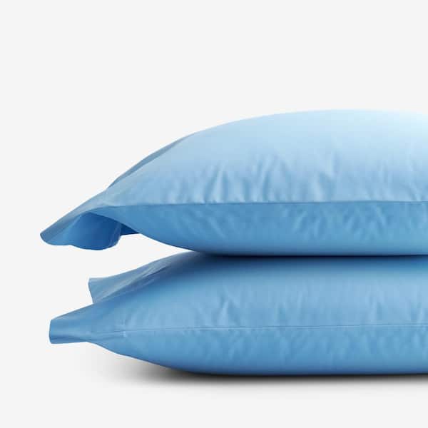 The Company Store Company Essentials Ocean Blue Organic Cotton Percale King Pillowcases (Set of 2)