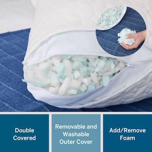 Fiber and Shredded Foam Pillow with Zippered Inner Cover