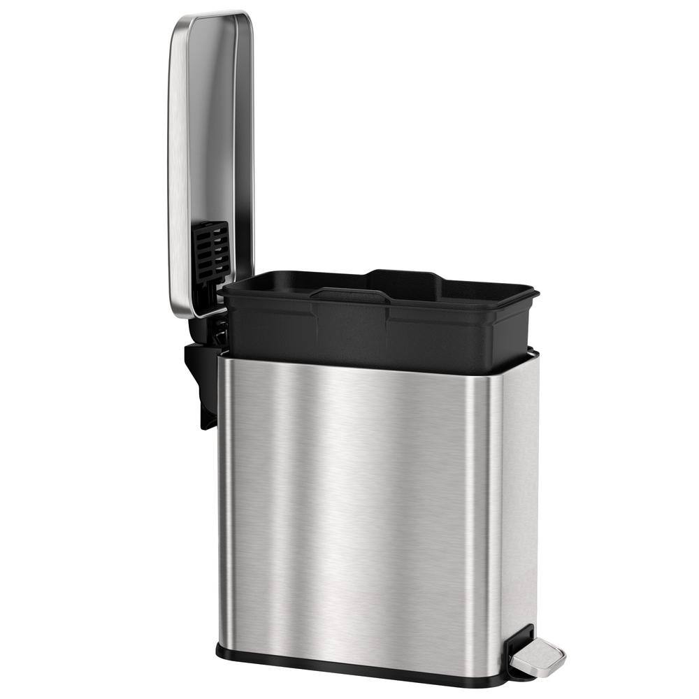 Compact Silver Stainless Steel Fire-Rated Pedal Trash Can