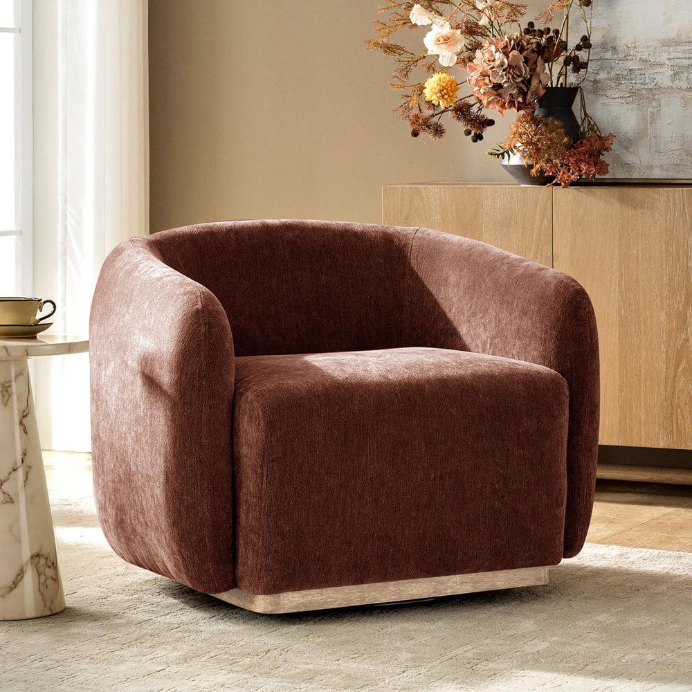 JAYDEN CREATION Peter Rust Modern Polyester Swivel Armchair