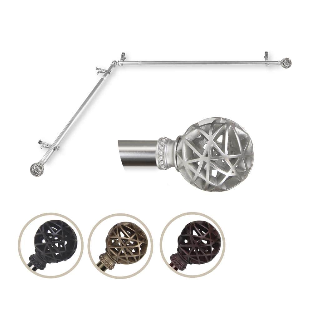 "13/16"" Dia Adjustable Corner Window Single Curtain Rod 28 to 48"" (each side) in Satin Nickel with London Finials" price history on PriceWatchPro
