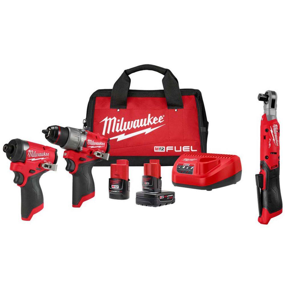 M12 FUEL 12-Volt Lithium-Ion Brushless Cordless Hammer Drill and Impact Driver Combo Kit and 1/2 in. Ratchet (3-Tool) price history on PriceWatchPro