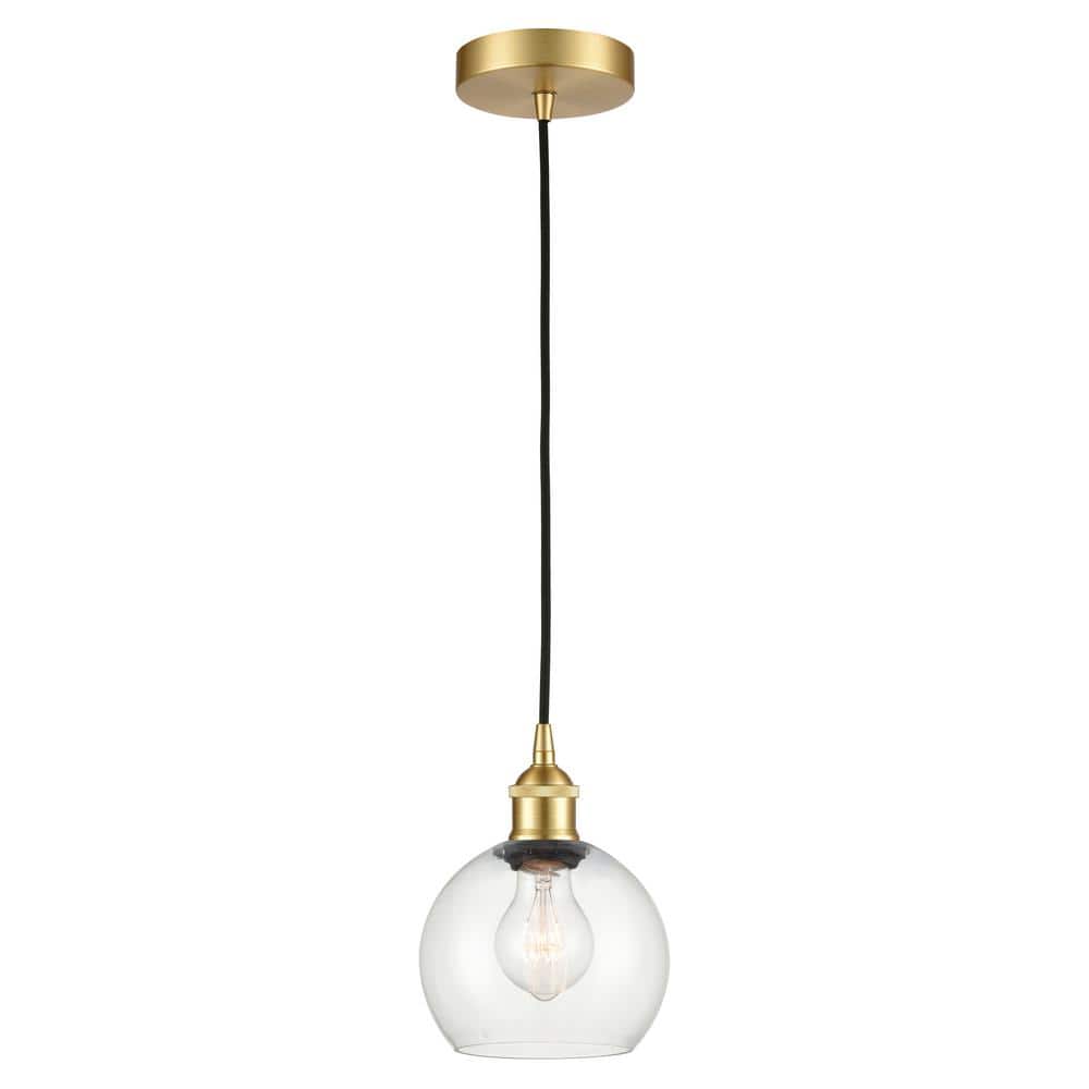 Athens 60-Watt 1-Light Satin Gold Standard Mini Pendant Light with Clear Glass Shade, No Bulbs Included price history on PriceWatchPro