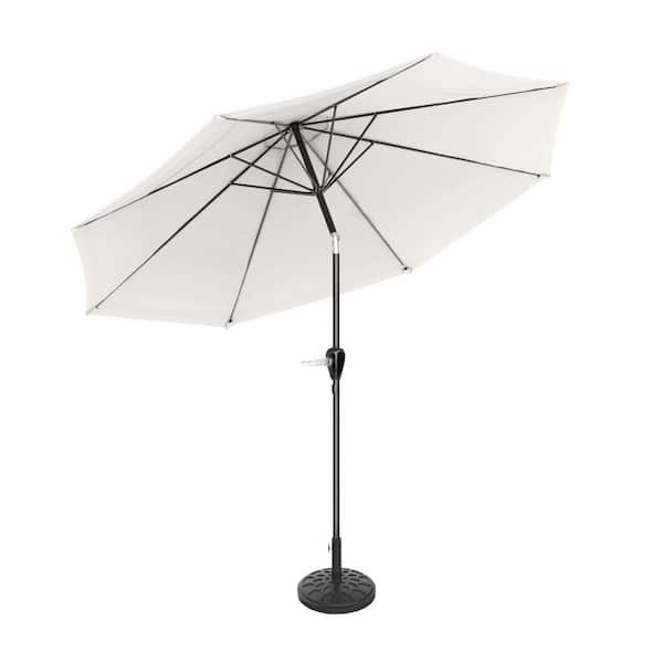 Pure Garden 10 ft. Outdoor Market Tilting Patio Umbrella and Base in Tan