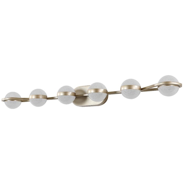bessten Nemesis 43.3 in. Modern 6-Light Brushed Gold LED Vanity Light
