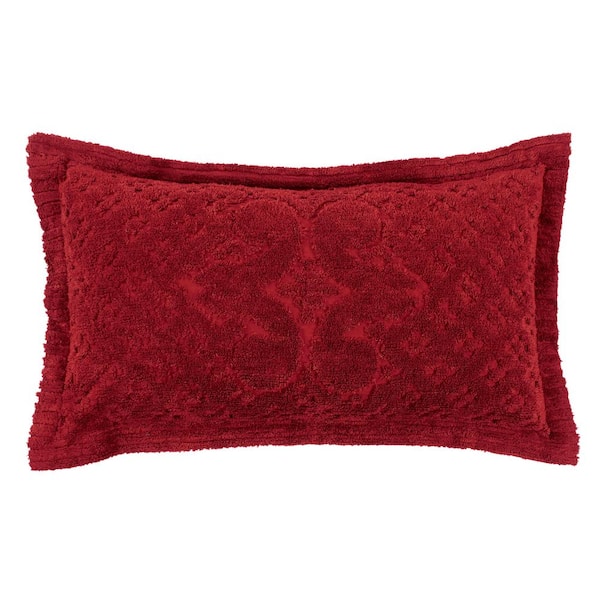 Better Trends Ashton Collection in Medallion Design Burgundy King 100% Cotton Tufted Chenille Sham