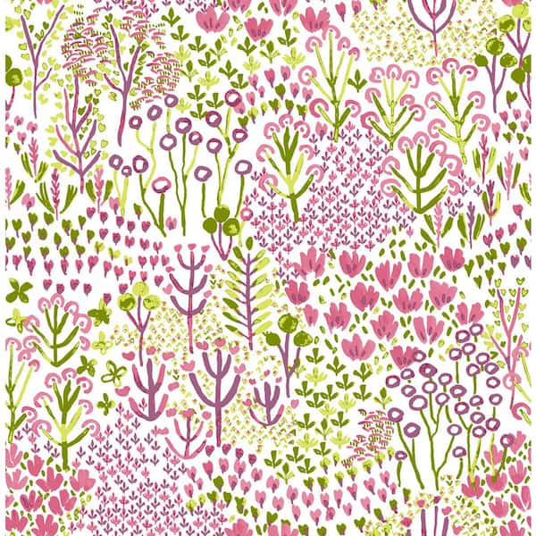 A-Street Prints Chilton Pink Wildflowers Wallpaper Sample