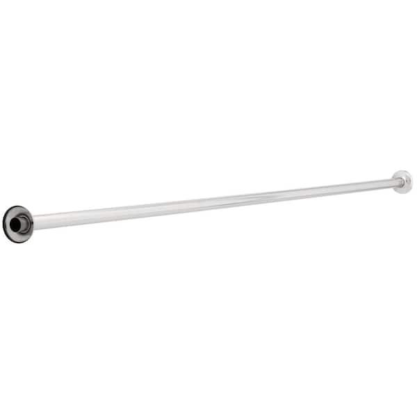Franklin Brass 60 in. x 1 in. Concealed Screw Shower Curtain Rod with Flanges in Bright Stainless