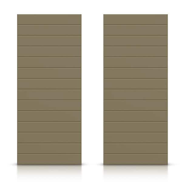 CALHOME 48 in. x 80 in. Hollow Core Olive Green Stained Composite MDF Interior Double Closet Sliding Doors