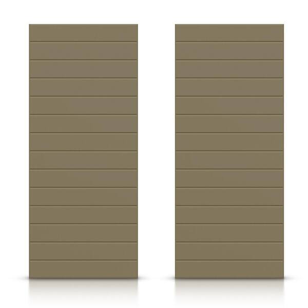 CALHOME 60 in. x 96 in. Hollow Core Olive Green Stained Composite MDF Interior Double Closet Sliding Doors