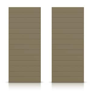 84 in. x 96 in. Hollow Core Olive Green Stained Composite MDF Interior Double Closet Sliding Doors