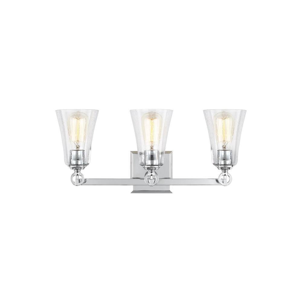 Monterro 3-Light Chrome Vanity with Clear Seeded Glass