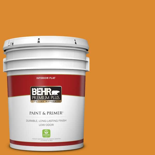 BEHR PREMIUM PLUS 5 gal. #280B-7 Status Bronze Flat Low Odor Interior Paint & Primer