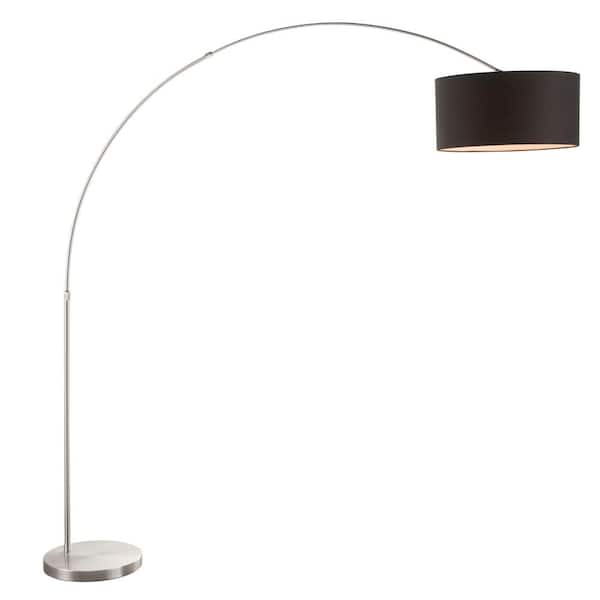 Lumisource Salon 76 in. Satin Nickel Floor Lamp with Black Shade