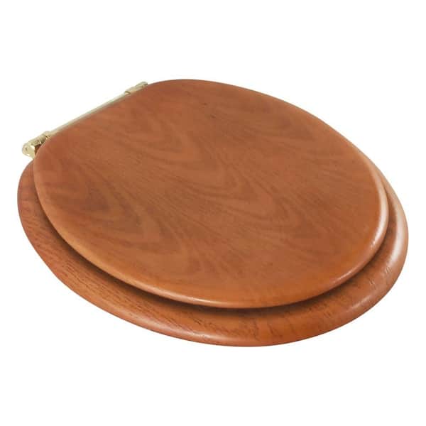 LDR Industries Molded Wood Seat Round Closed Front Toilet Seat in Oak