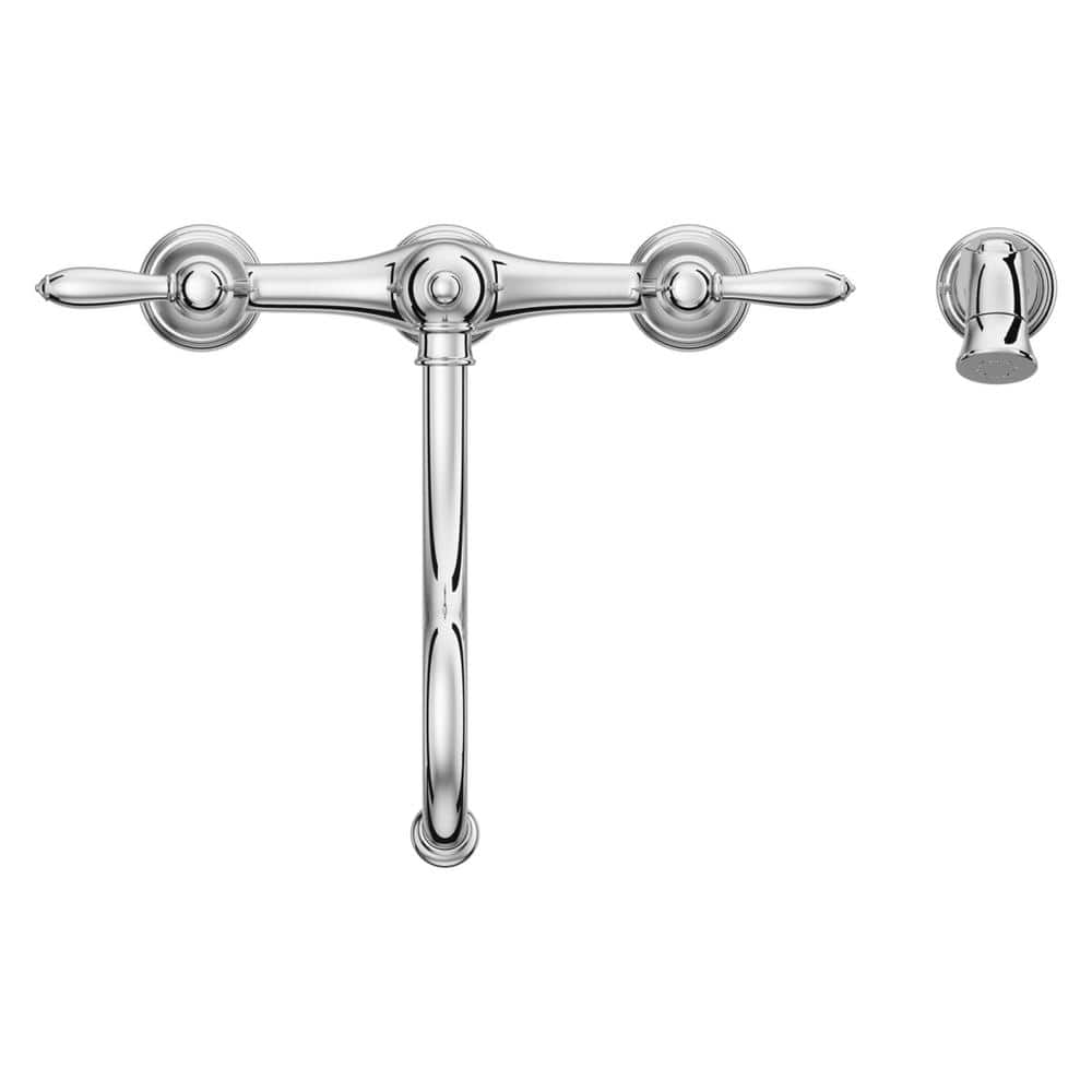 Polished Chrome Bridge Kitchen Faucet with Side Sprayer