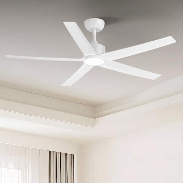 W5 52 in. LED Indoor White Ceiling Fan with Light and Remote, Reversible DC Motor, 5 Blades and 3 CCT Light Kit