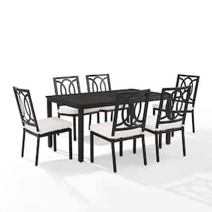 Chambers Black 7-Piece Metal Outdoor Dining Set with Creme Cushions
