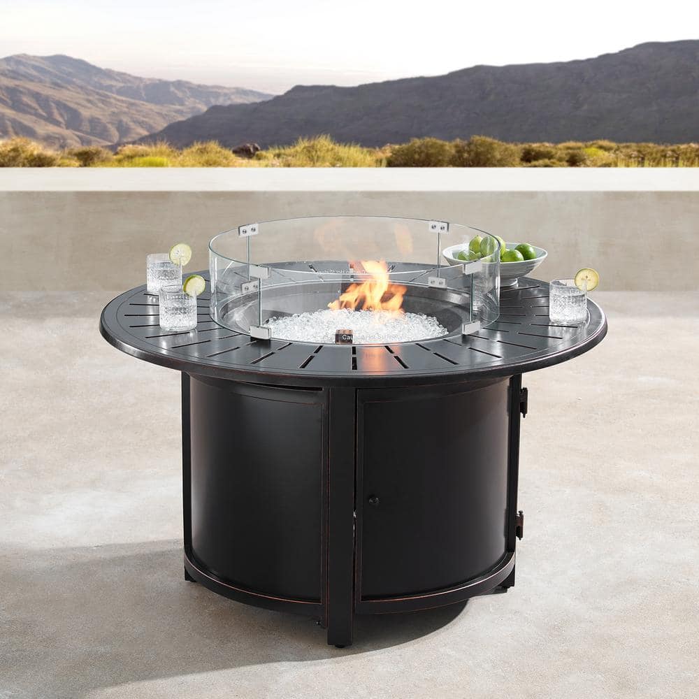 Round Tempered Glass Fire Table Windshield Flame Blocker
