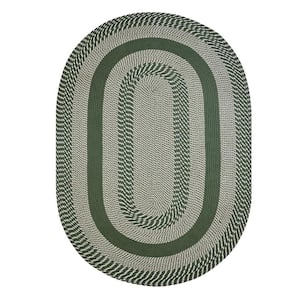 Newport Braid Collection Sage 42" x 66" Oval 100% Polypropylene Reversible Area Rug